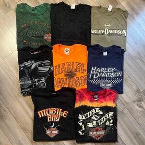 Harley Davidson Mens Graphic T-Shirt Lot of 8 Biker Tees Travel XL